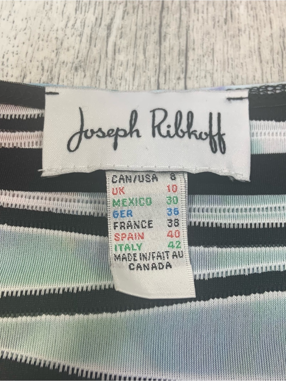 Joseph Ribkoff Black White Striped Multicolor Floral Sheath Dress chic summery - Picture 2 of 5